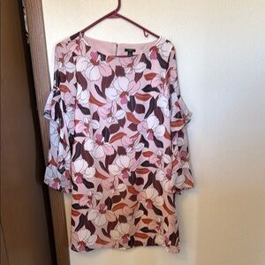 Ann Taylor Pink and Brown Floral Dress